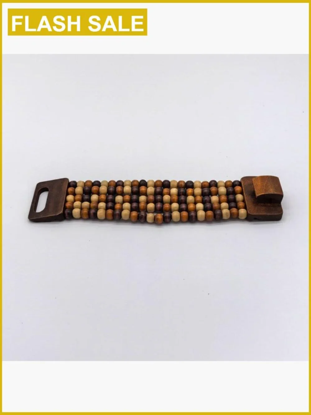 Multi Strand Wood Bead Bangle Stretch Bracelet Boho Unisex